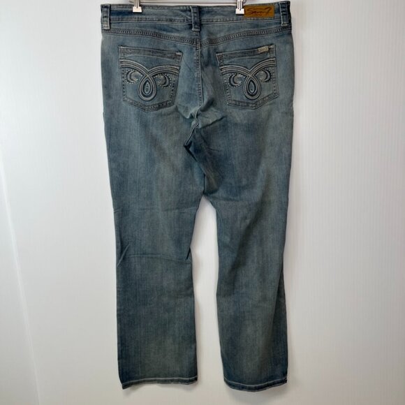 Seven7 Jean Women 18 Plus Boot Cut Mid 38x32.5 Distress Denim Luxe Y2K Core Ex - Picture 6 of 16
